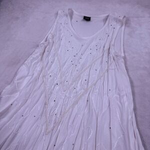 Seven Islands XLarge Women White Sleeveless Dress Coverup Flowy Boho Lagenlook